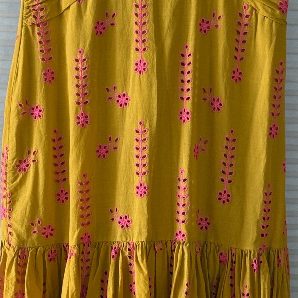 NWT DIXIE Yellow and Pink Floral embroidered Maxi Dress size medium - Picture 6 of 15
